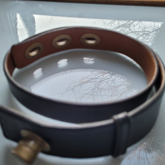 Miu Miu Black Leather Belt with Brass Accents Size M/L - Picture 7 of 11